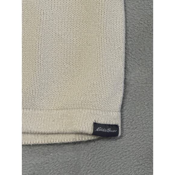 VTG Eddie Bauer Cream Grey 1/4 Zip Mock Neck Stripe Sweater T3XL Classic Preppy - Picture 4 of 16